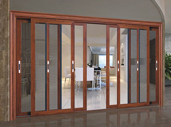 Mẫu cửa lưới chống muỗi màu vân gỗ đẹp