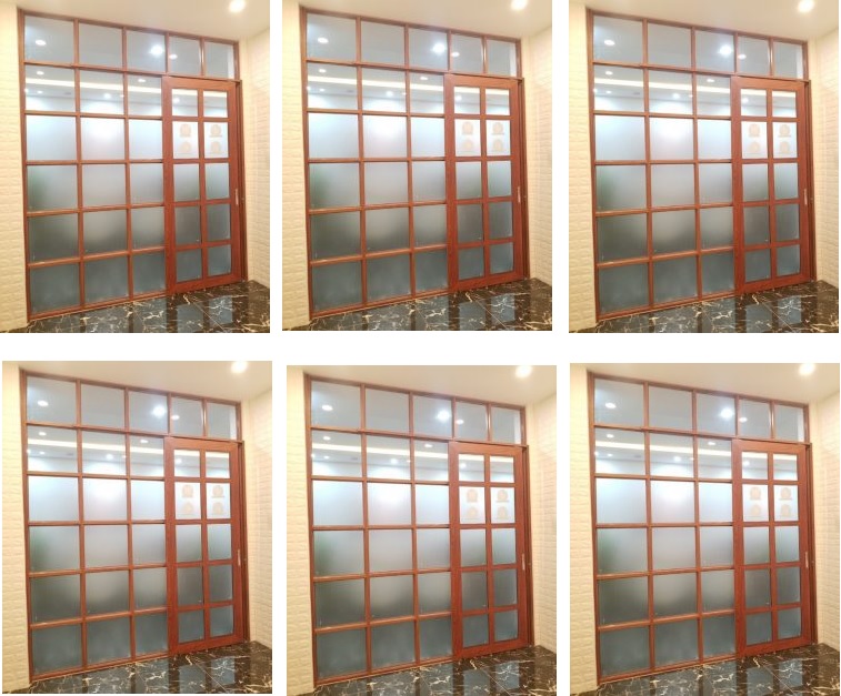 Cửa mở trượt kết hợp với vách nhôm kính XCKVNNK12