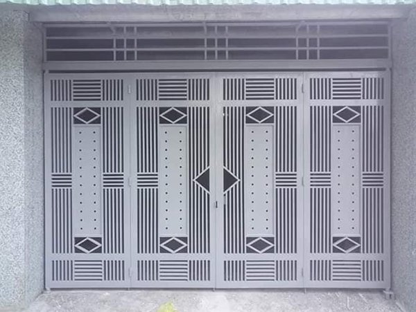 Mẫu cổng sắt hộp 4 cánh đẹp, hiện đại, đơn giản