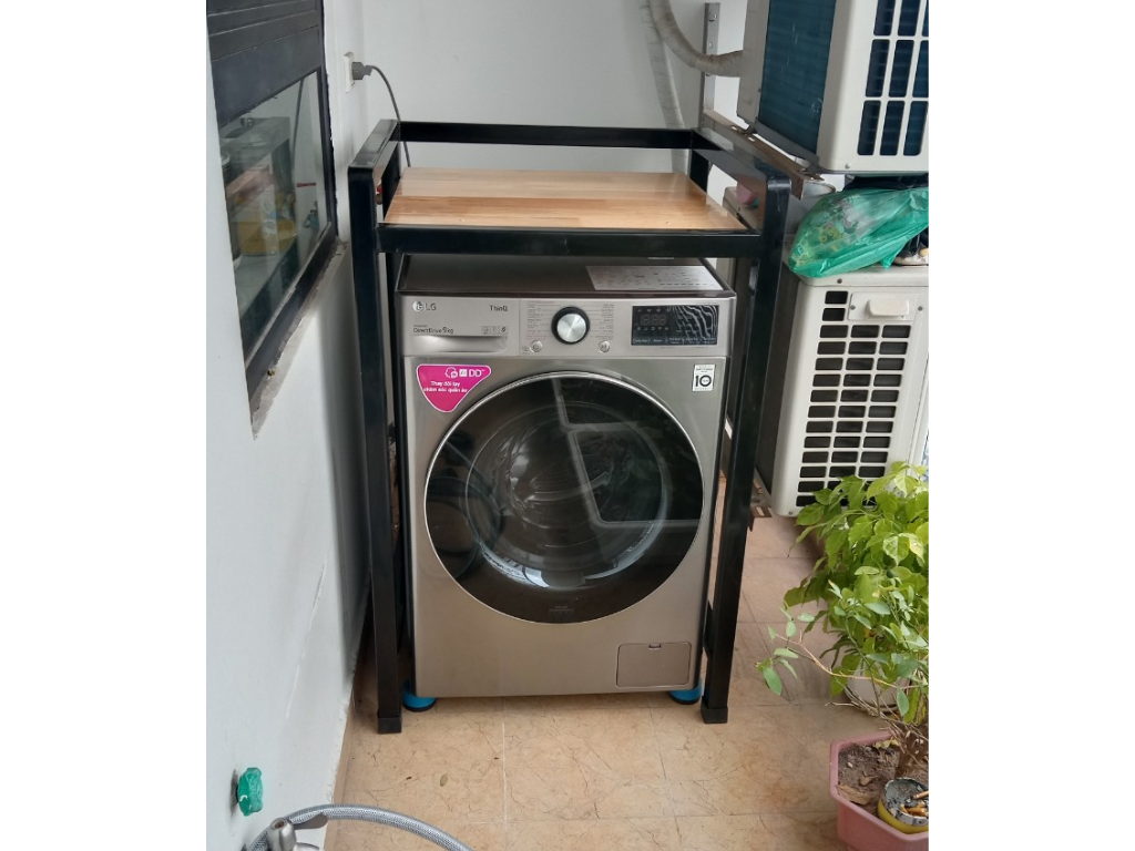 Kệ máy giặt máy sấy 2 tầng thép sơn tĩnh điện màu Đen